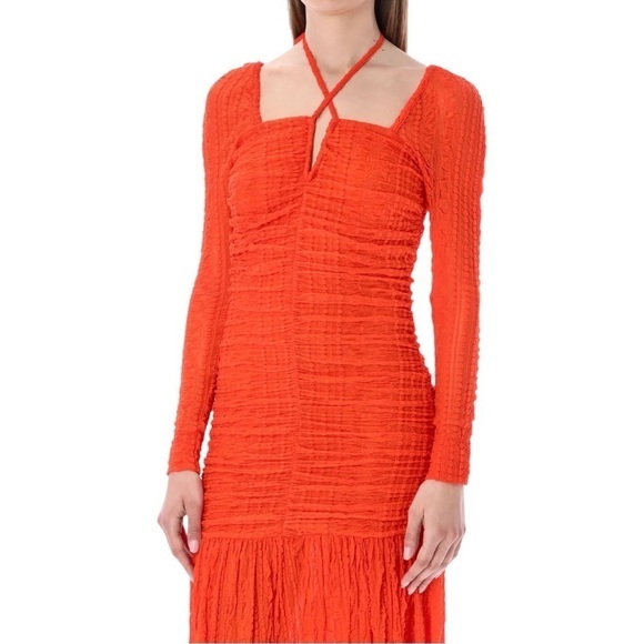 Ganni Midi Dress Orange - Picture 3 of 14